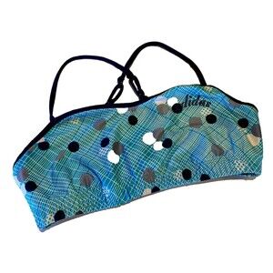 Adidas Swimwear Bikini Top Sports Bra Medium Blue Polka Dot Athletic Wear Gym